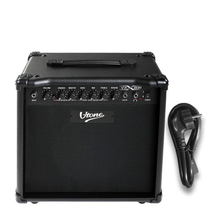 Wzmacniacz 20W do gitary elektrycznej czarny efekt drive reverb EQ AUX