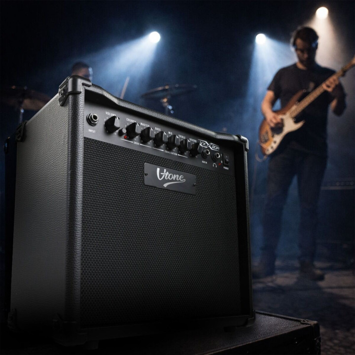 Wzmacniacz 20W do gitary elektrycznej czarny efekt drive reverb EQ AUX