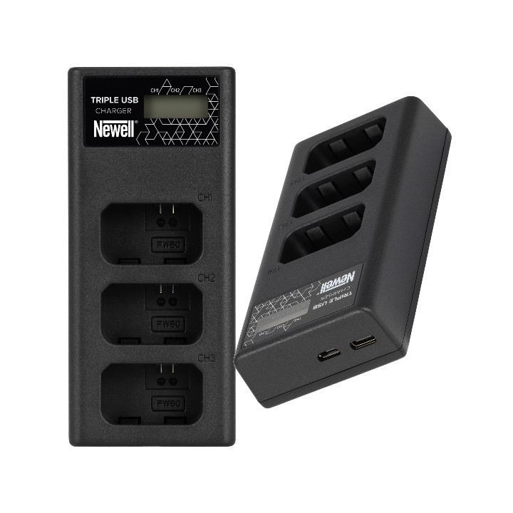 Ładowarka trzykanałowa CD-USB-C do akumulatorów NP-FW50 do Sony