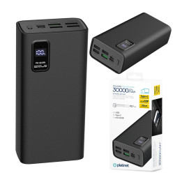 POWERBANK 30000mAh czarny PD 3.0 QC 3.0 LED PLATINET