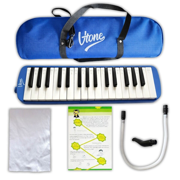 Harmonijka klawiszowa niebieska 32-klawiszowa 40,5 cm torba transporto