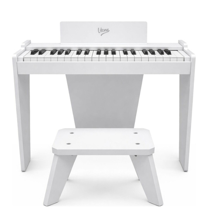 Elektroniczne pianino cyfrowe białe dla dzieci + stołek naklejki