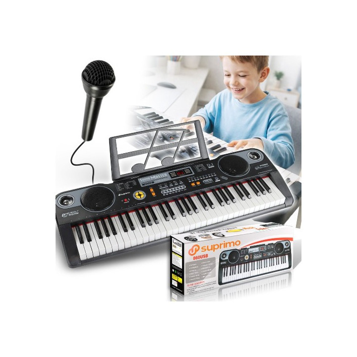 Keyboard elektroniczny edukacyjny 61 klawiszy mikrofon MP3 SUPRIMO