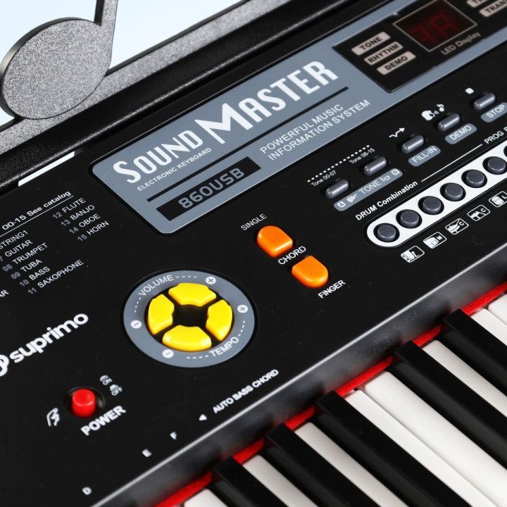 Keyboard elektroniczny edukacyjny 61 klawiszy mikrofon MP3 SUPRIMO