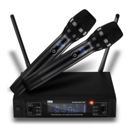 Mikrofony bezprzewodowe 2x akumulatorowy mikrofon UHF 518-542 MHz
