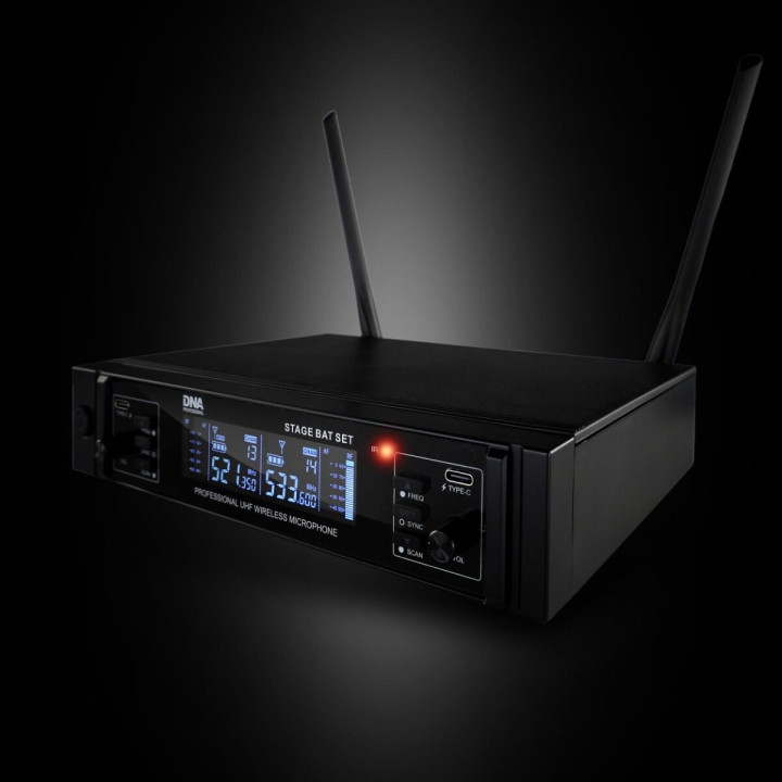 Mikrofony bezprzewodowe 2x akumulatorowy mikrofon UHF 518-542 MHz