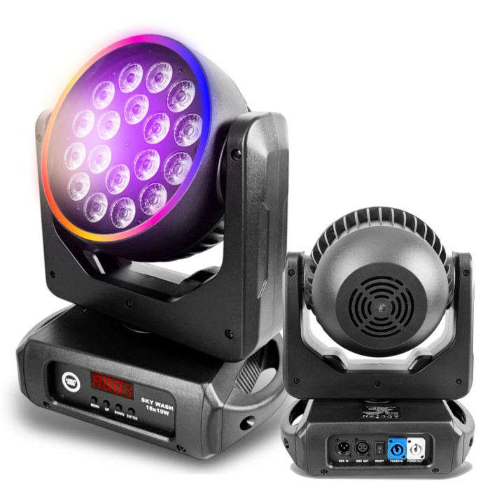 Głowica ruchoma wash LED DMX efekt ring 60x0,2W RGB SKY WASH 18x10W