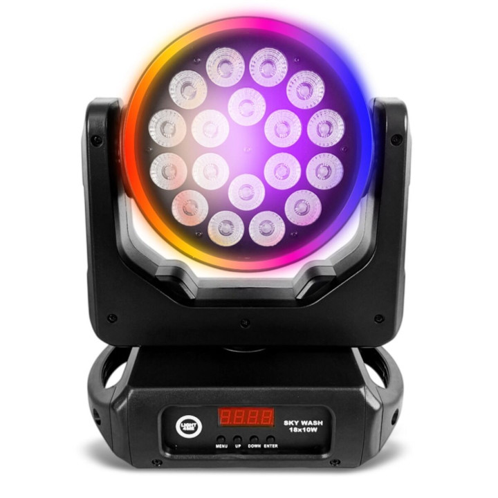 Głowica ruchoma wash LED DMX efekt ring 60x0,2W RGB SKY WASH 18x10W