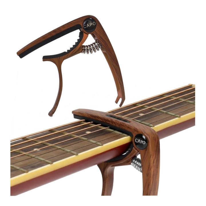 Kapodaster do gitary z uchwytem na kostkę - wood FONOTE CAPO-PICK-WD
