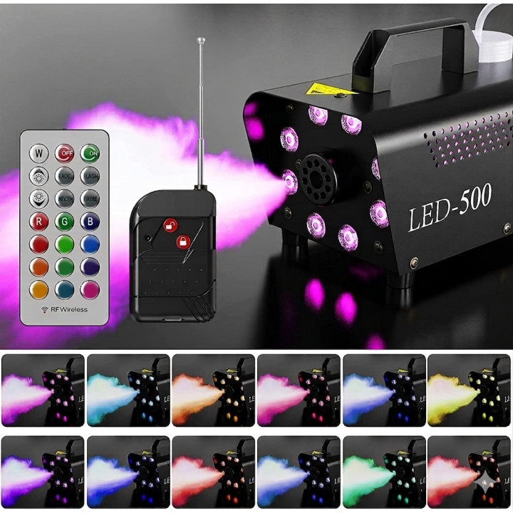 Wytwornica dymu 500W z 2 pilotami, 8xLED FONOTE SMK-500-8LED-IR