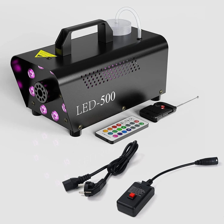 Wytwornica dymu 500W z 2 pilotami, 8xLED FONOTE SMK-500-8LED-IR