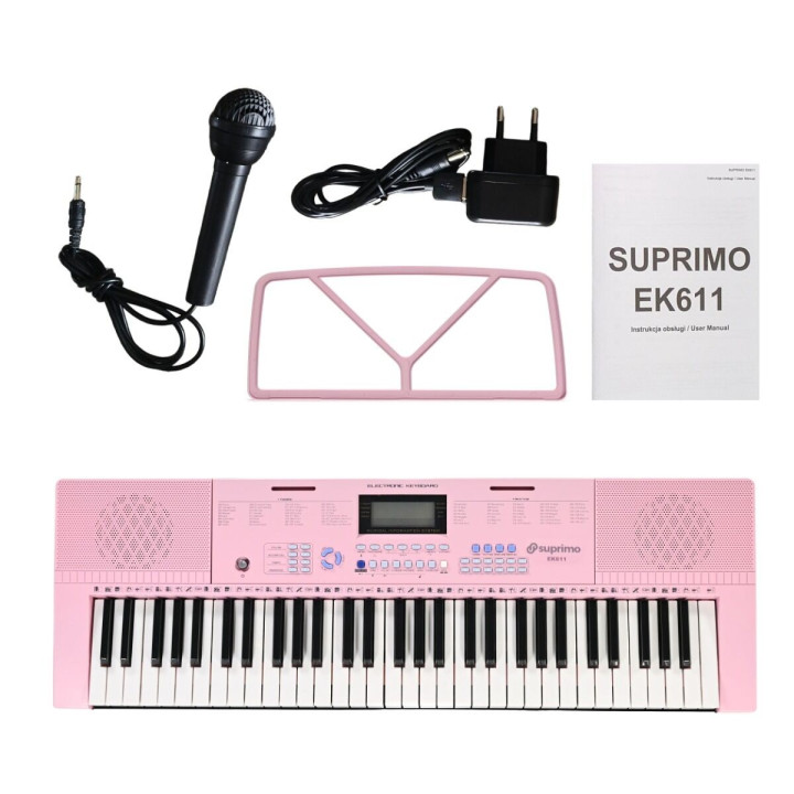 SUPRIMO EK611 PK keyboard elektroniczny 61 klawiszy różowy