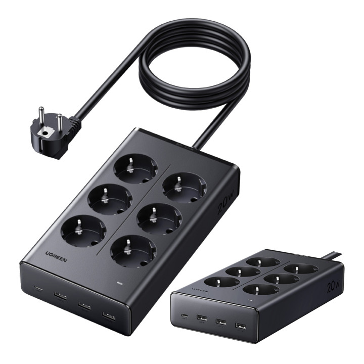 UGREEN 75141 Listwa zasilająca S622, 6xAC + 3xUSB + USB-C, GaN, 1.5m