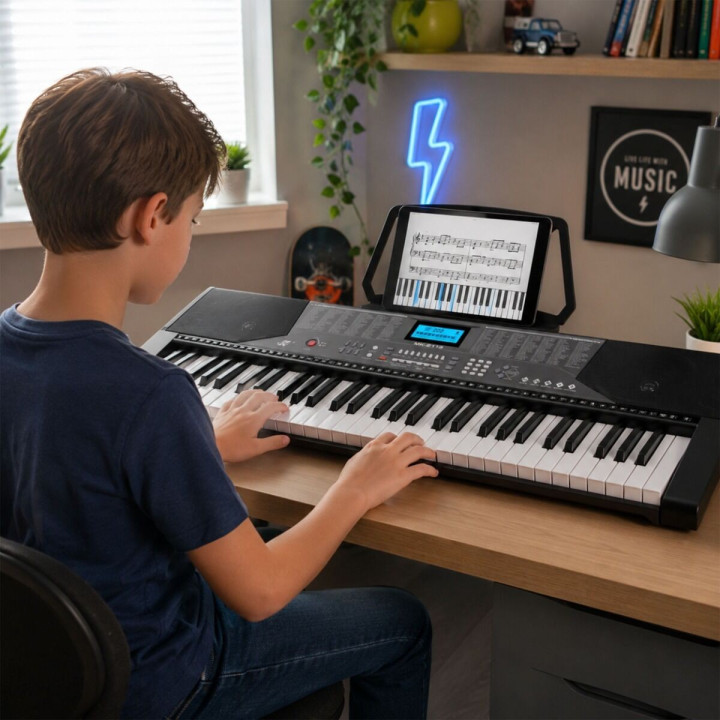 KEYBOARD elektroniczny przenośny czarny 61 klawiszy Bluetooth MK 2113