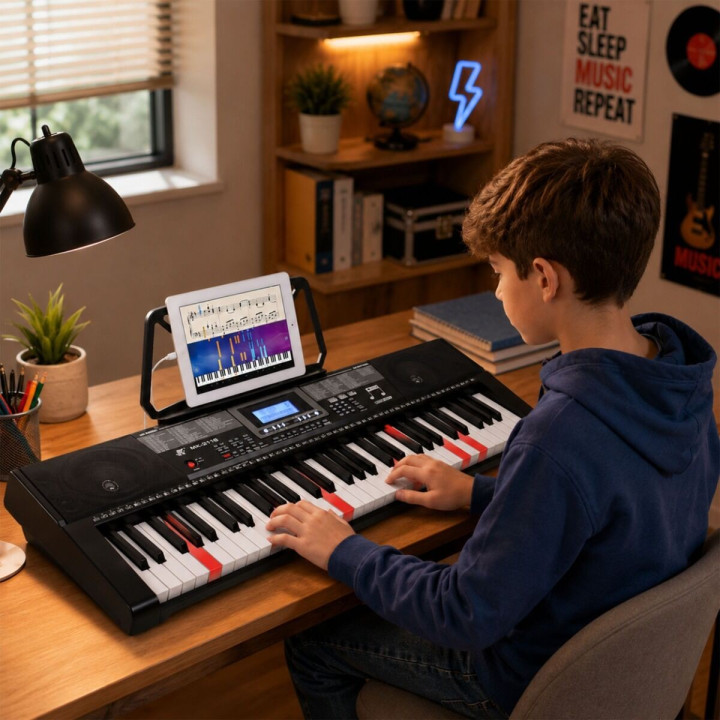 KEYBOARD elektroniczny dla dzieci 61 podświetlanych klawiszy głośniki