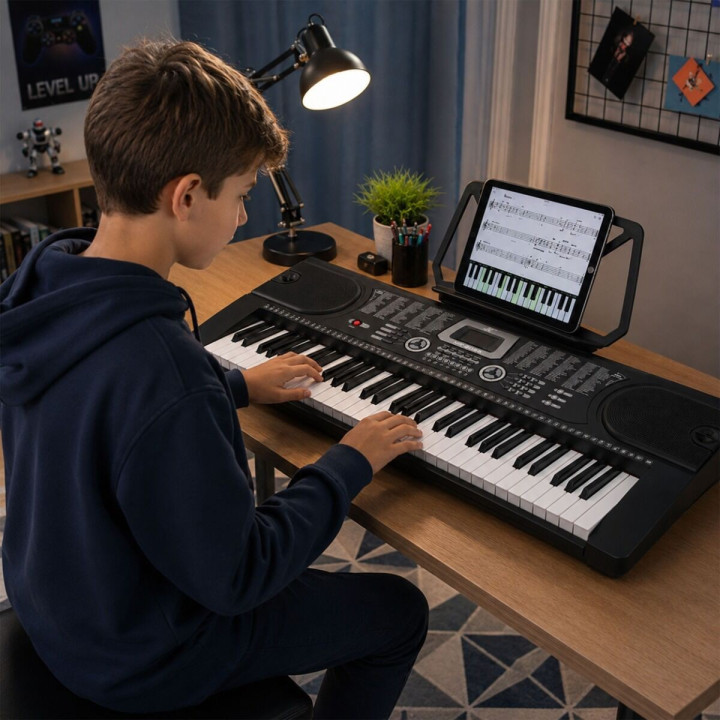 KEYBOARD elektroniczny 61 klawiszy instrument dla dzieci + mikrofon