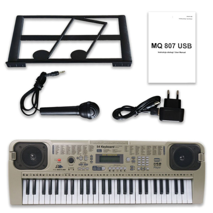 MQ 807 USB KEYBOARD elektroniczny 54 klawisze instrument dla dzieci