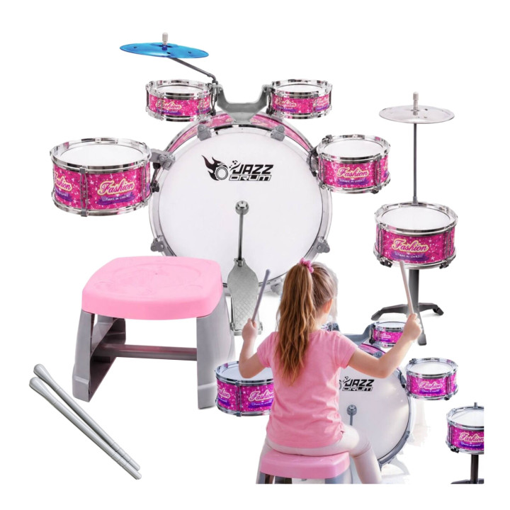 SUPRIMO K-DRUMS 3 różowa perkusja dla dzieci zestaw perkusyjny