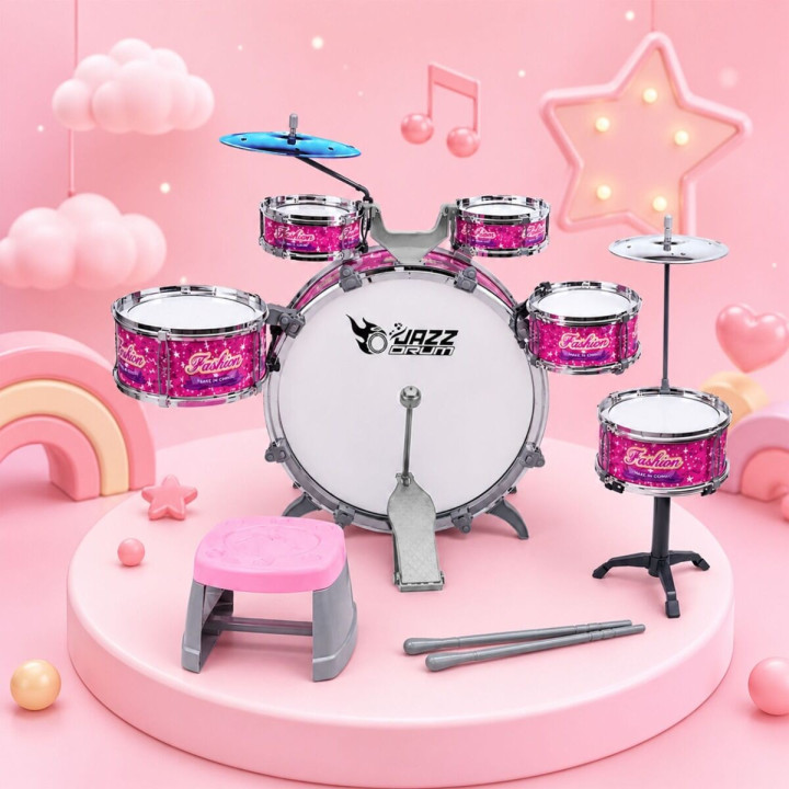 SUPRIMO K-DRUMS 3 różowa perkusja dla dzieci zestaw perkusyjny