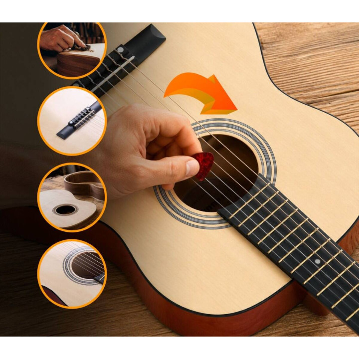 SUPRIMO CG34 NT gitara klasyczna 3/4 2 zaczepy 3 kostki pasek do gitary zapasowe struny pokrowiec