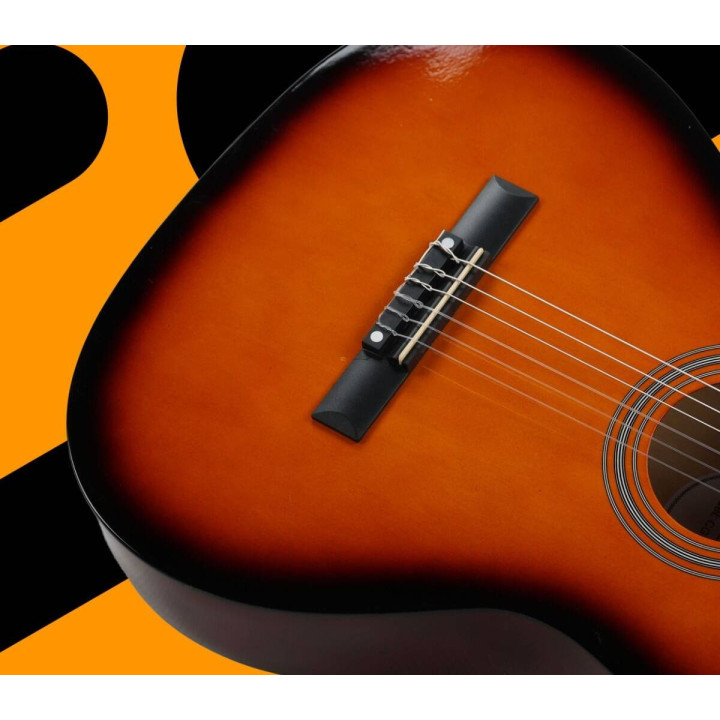 SUPRIMO CG34 SB gitara klasyczna 3/4 2 zaczepy 3 kostki pasek do gitary zapasowe struny pokrowiec
