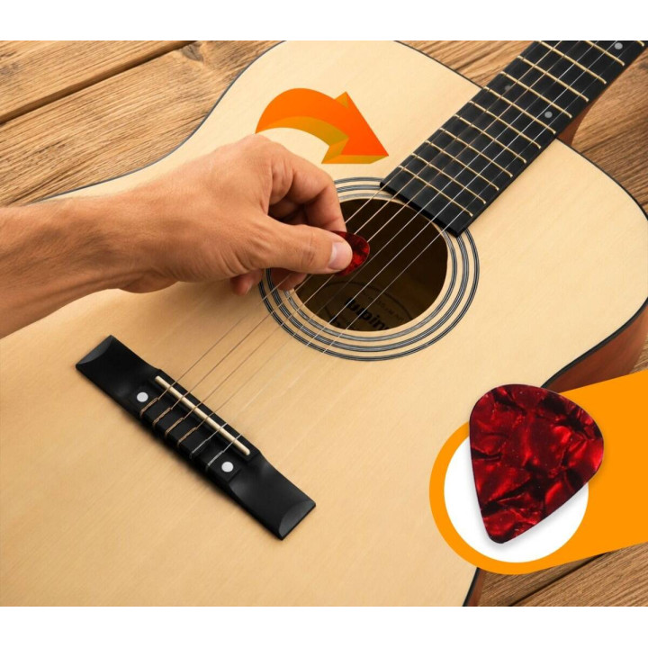 SUPRIMO CG34 NT gitara klasyczna 3/4 2 zaczepy 3 kostki pasek do gitary zapasowe struny pokrowiec