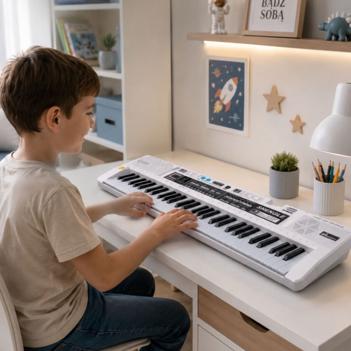 MQ 008UF KEYBOARD elektroniczny 61 klawiszy instrument dla dzieci odtwarzacz MP3 radio FM mikrofon przewodowy