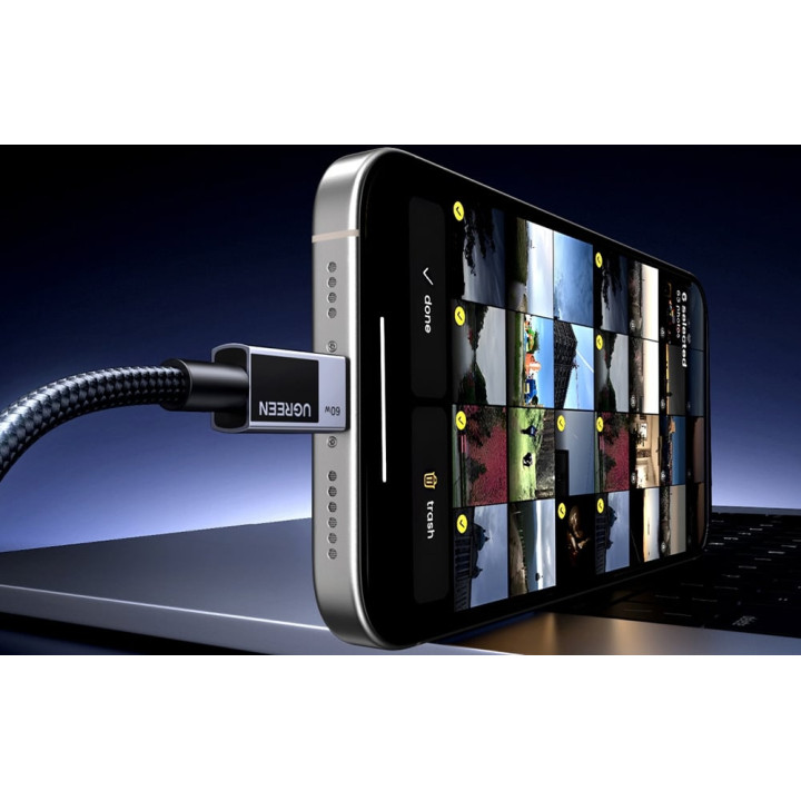 UGREEN 55765 L524 kabel 1m USB-C do USB-C 60W PD szary