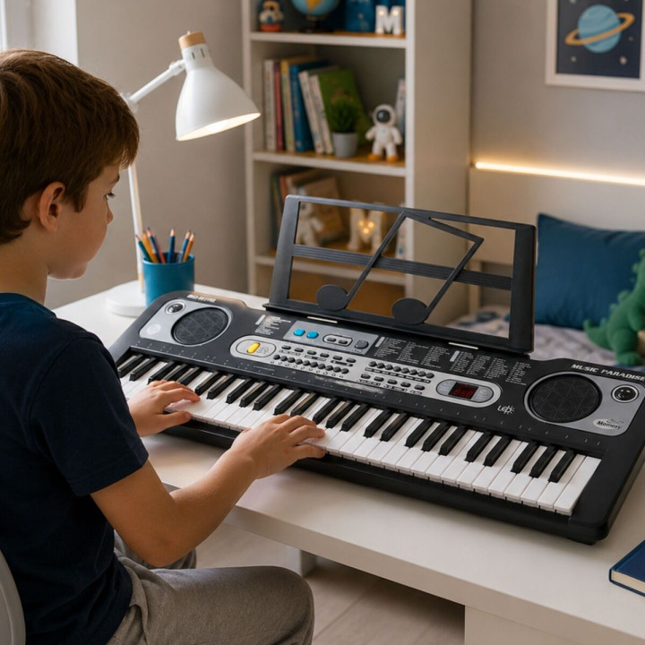 MQ 6119L KEYBOARD elektroniczny 61 klawiszy instrument dla dzieci podświetlana klawiatura