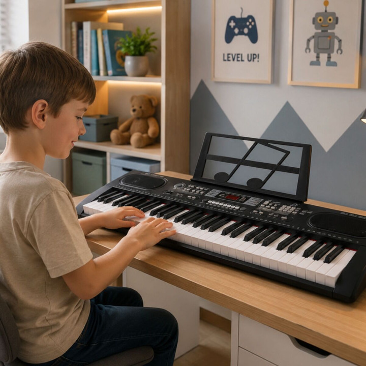 MQ 603 UFB KEYBOARD elektroniczny 61 klawiszy instrument dla dzieci MP3 radio FM Bluetooth pulpit do nut mikrofon przewodowy