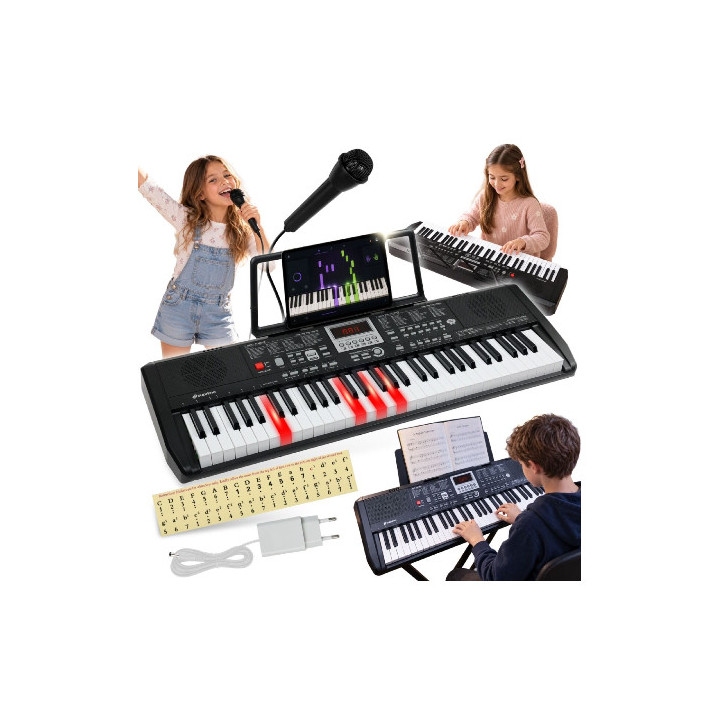 SUPRIMO EK61L keyboard elektroniczny 61 podświetlanych klawiszy pulpit do nut mikrofon