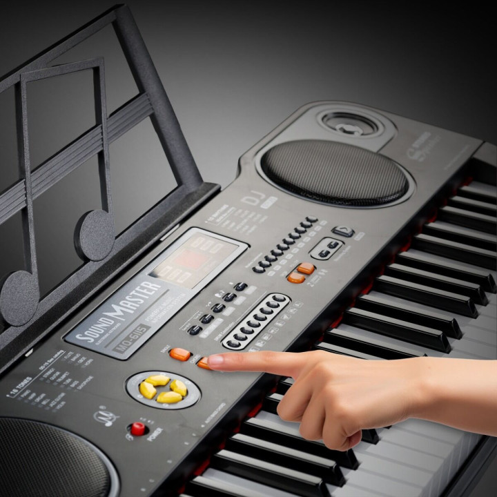 MQ 6115 keyboard elektroniczny 61 klawiszy dla dzieci do nauki gry pulpit do nut mikrofon przewodowy głośniki stereo