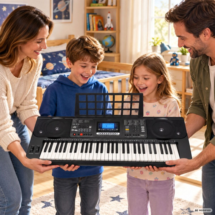 MK 812 KEYBOARD elektroniczny 61 klawiszy pulpit do nut odtwarzacz MP3 USB głośniki wyjście słuchawkowe
