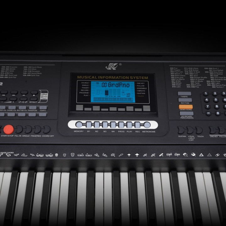 MK 812 KEYBOARD elektroniczny 61 klawiszy pulpit do nut odtwarzacz MP3 USB głośniki wyjście słuchawkowe
