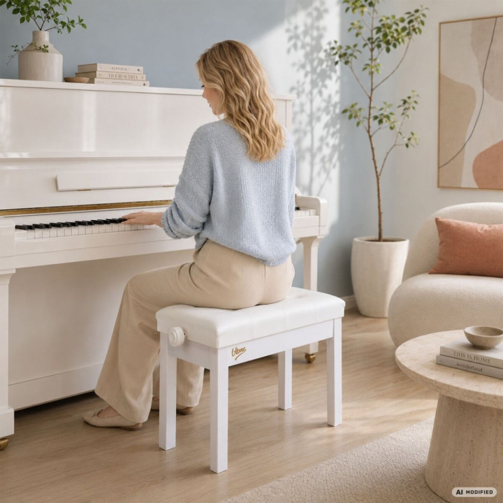 V-TONE PB3 WH ława do pianina regulowana 47-55 cm do 140 kg biała
