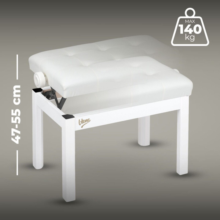 V-TONE PB3 WH ława do pianina regulowana 47-55 cm do 140 kg biała
