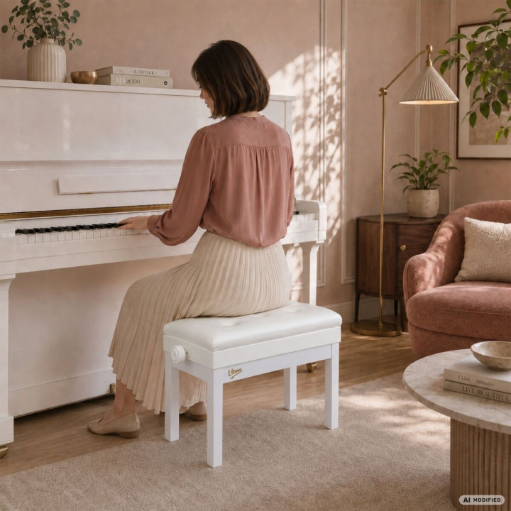 V-TONE PB4 WH ława do pianina regulowana 49-57 cm do 140 kg biała