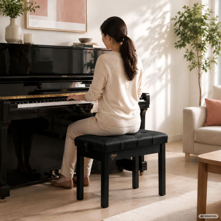 V-TONE PB3 BK ława do pianina regulowana 47-55 cm do 140 kg biała
