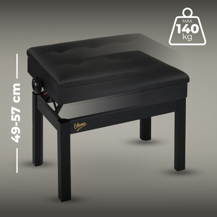 V-TONE PB2 BK ława do pianina regulowana 49-57 cm do 140 kg czarna