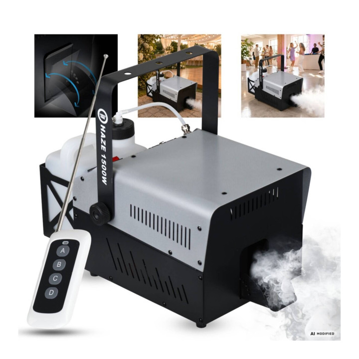 LIGHT4ME HAZE 1500W generator wytwornica dymu mgły hazer DMX pilot bezprzewodowy