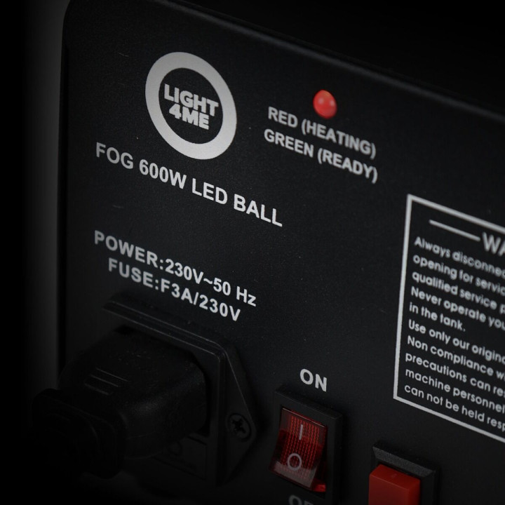 LIGHT4ME FOG 600W LED BALL generator wytwornica dymu mgły efekt podświetlenia 8x1W RGB kula dyskotekowa