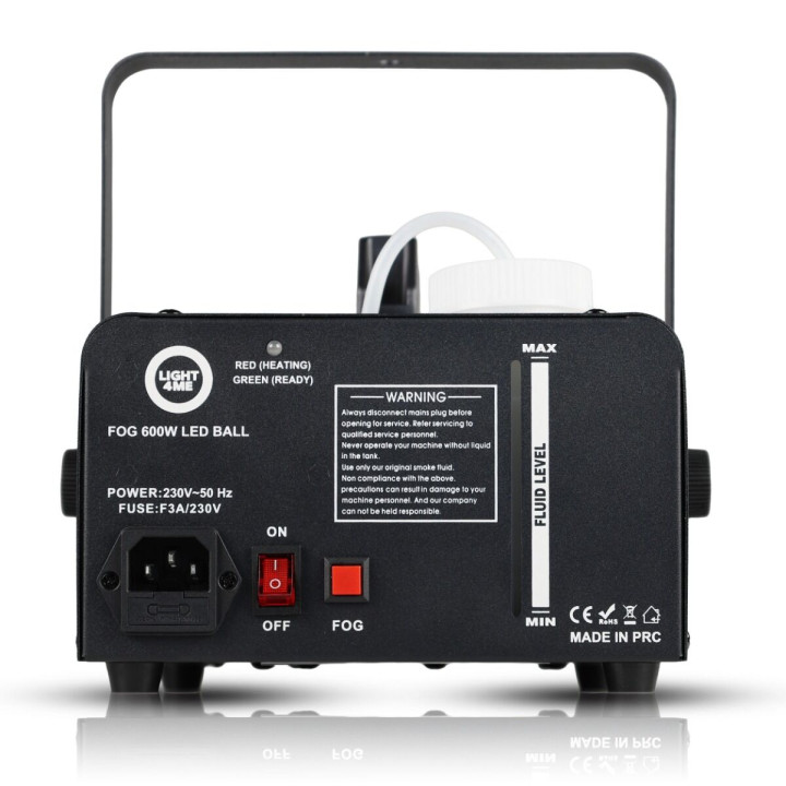 LIGHT4ME FOG 600W LED BALL generator wytwornica dymu mgły efekt podświetlenia 8x1W RGB kula dyskotekowa