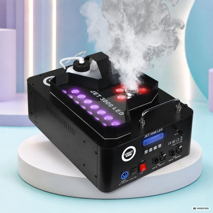LIGHT4ME JET 3000 LED wytwornica dymu pionowego 3000W DMX 21x10W RGBW LED pilot bezprzewodowy