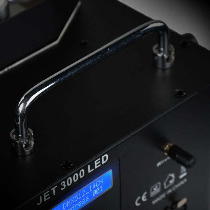 LIGHT4ME JET 3000 LED wytwornica dymu pionowego 3000W DMX 21x10W RGBW LED pilot bezprzewodowy