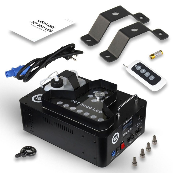 LIGHT4ME JET 3000 LED wytwornica dymu pionowego 3000W DMX 21x10W RGBW LED pilot bezprzewodowy