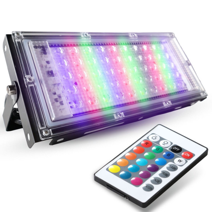 LIGHT4ME IP RGB PANEL panelowy naświetlacz 50 × 0,5W R/G/B LED pilot bezprzewodowy przełącznik