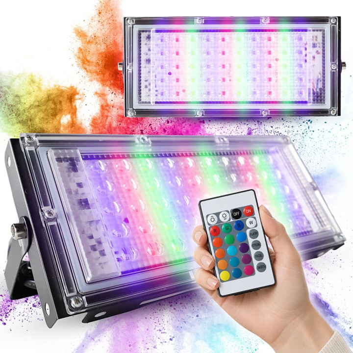 LIGHT4ME IP RGB PANEL panelowy naświetlacz 50 × 0,5W R/G/B LED pilot bezprzewodowy przełącznik