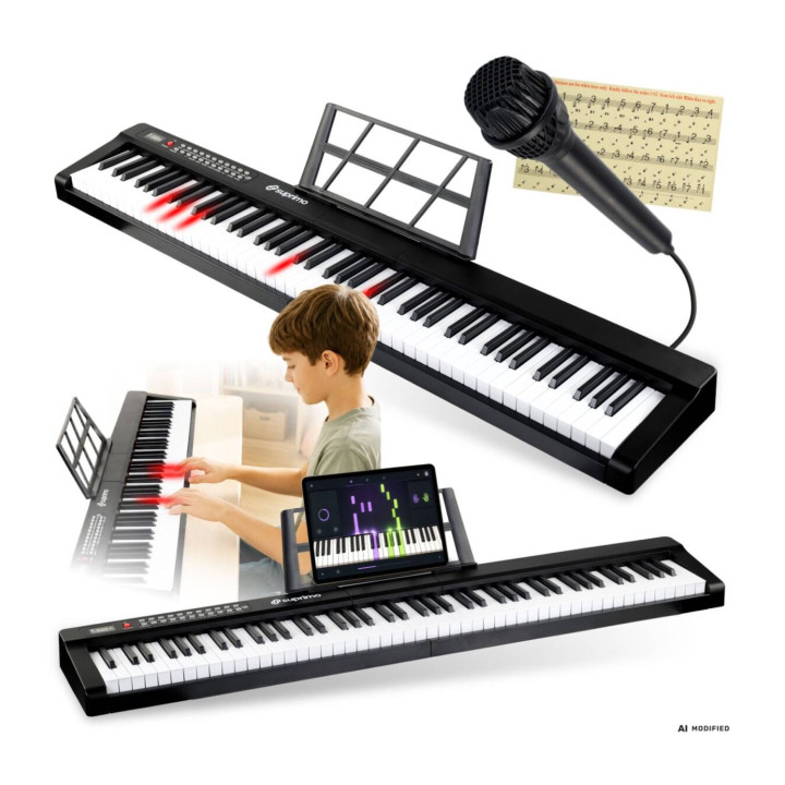 SUPRIMO P-881 BK pianino cyfrowe 88 podświetlanych klawiszy Bluetooth MP3 mikrofon