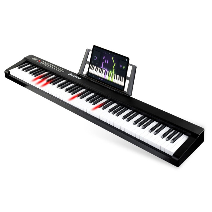 SUPRIMO P-881 BK pianino cyfrowe 88 podświetlanych klawiszy Bluetooth MP3 mikrofon