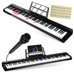 SUPRIMO P-881 BK pianino cyfrowe 88 podświetlanych klawiszy Bluetooth MP3 mikrofon